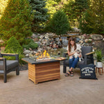 Darien Gas Fire Pit Table with Aluminum Top and Teak Base, 42" x 30", The Outdoor GreatRoom Company, DAR-1224-K