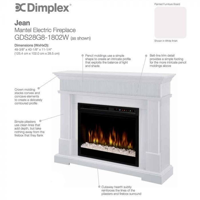 Jean Electric Fireplace Mantel Package with Electric Firebox - GDS28L8
