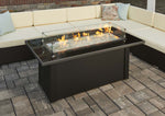 Monte Carlo Gas Fire Table, Rectangle, Metal, Black, The Outdoor GreatRoom Company, MCR-1242-BLK-K
