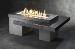 Uptown Linear Gas Fire Pit Table w/Direct Spark Ignition, Rectangle , Chat Height, Stucco, 48.25x64.5", The Outdoor GreatRoom Company, UPT-1242DSI